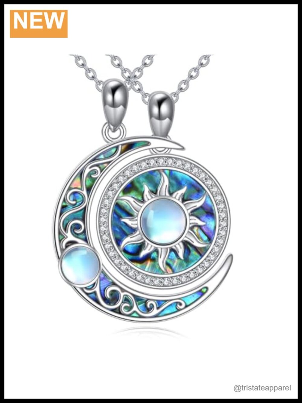 Matching Couples Necklace 925 Sterling Silver Sun Moon Pendant Set Gift